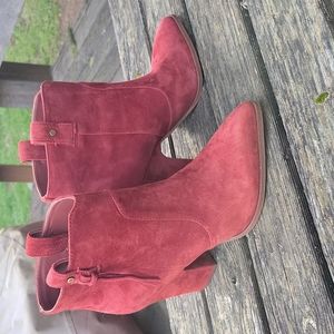 Gorgeous reddish colored suede booties Sam Edelman